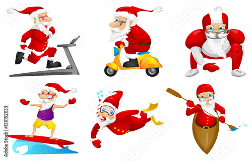Vector set for christmas with Santa Claus.