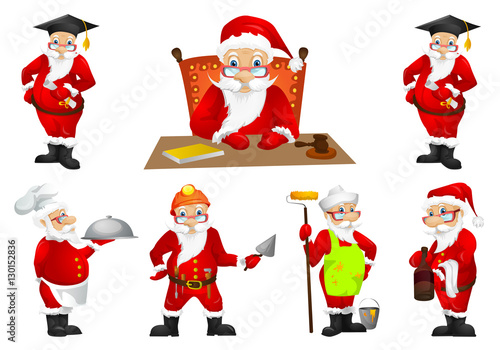 Vector set for christmas with Santa Claus.