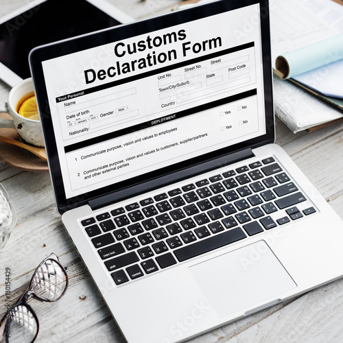 Customs Declaration Form Invoice Freight Parcel Concept photo