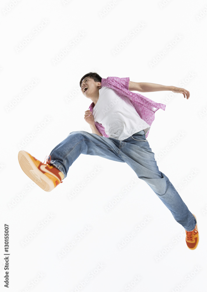 Young man jumping