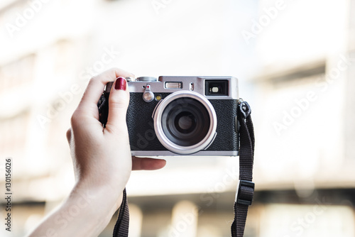 Hand Holding Carrying Camera Photograph Memory Concept