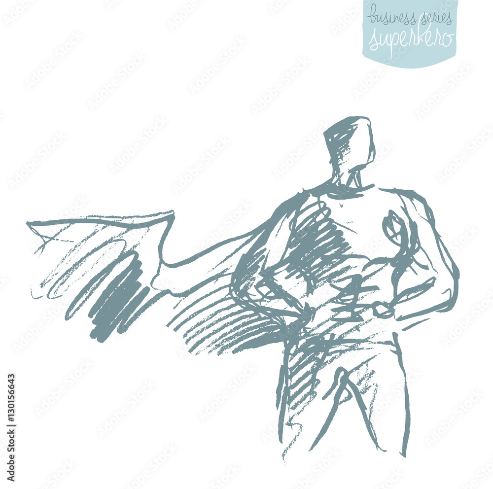 Businessman waving cloak hero vector sketch