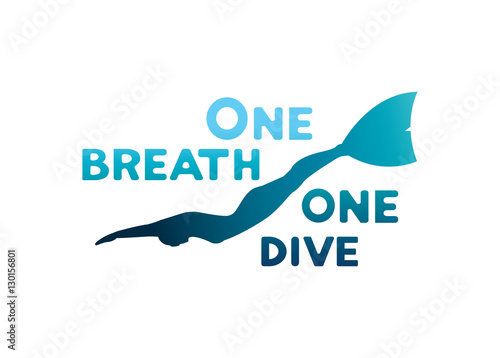 Freediver with monofin - one breath, one dive.