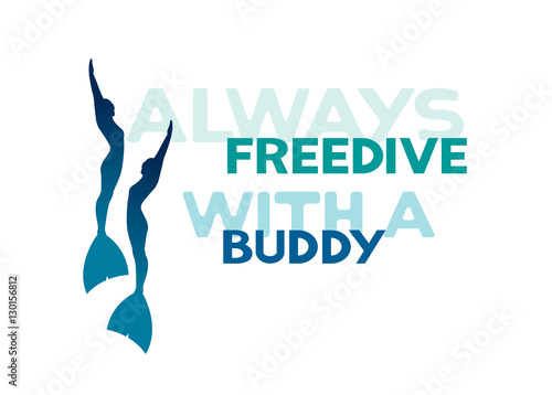 Two freedivers in monofins. Always freedive with a buddy.