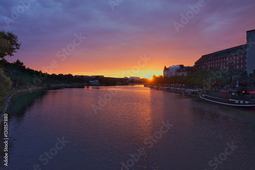 Beautiful sunset by a river in Helsinki, Finland © Takeshi