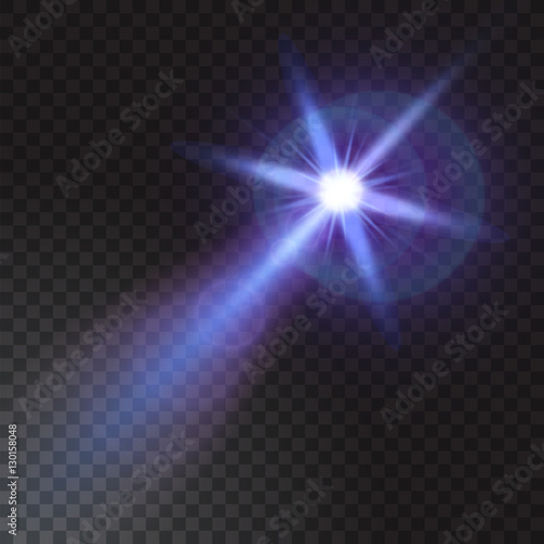 Realistic beam light on transparent background. Vector illustration