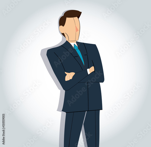 Successful businessman standing with crossed arms background