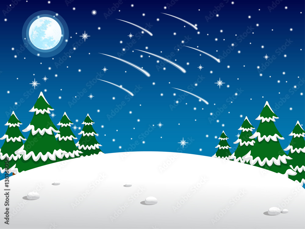 Christmas background in night meteor Christmas background in night meteor