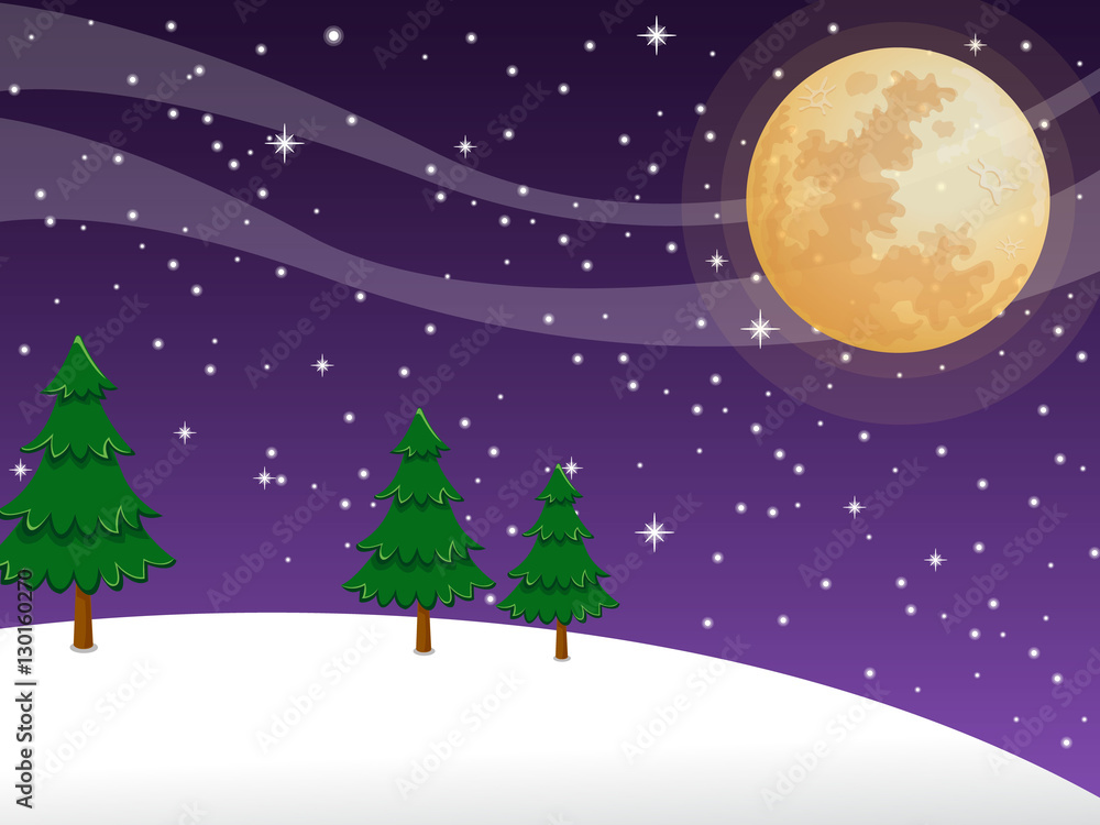 Night christmas on full moon background Night christmas on full moon background