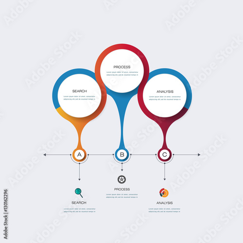 Vector infographics timeline design template with 3D paper label, integrated circles. Blank space for content, business, infographic, diagram, digital network, flowchart, process diagram, time line