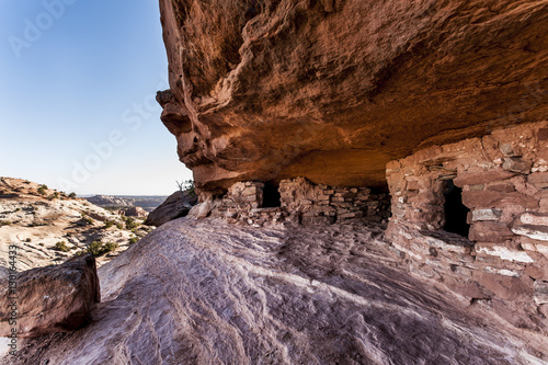 Puebloans mud and stone granaries, Aztex Butte, Canyonlands National Park, Utah photo