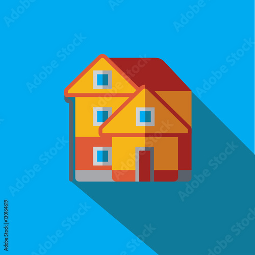 Vector icon or illustration with house in flat design style