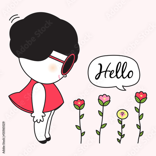 Hello Beautiful Card Character illustration