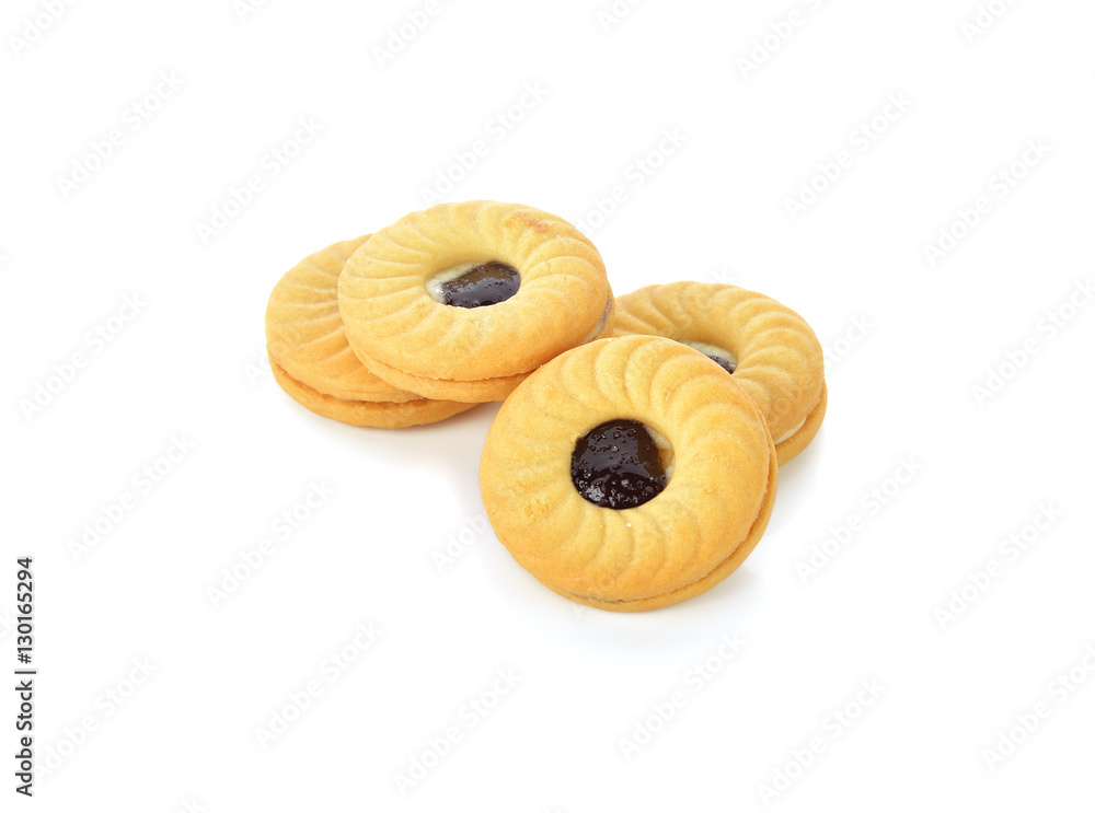 sandwich cookies with cream on white background sandwich cookies with cream on white background