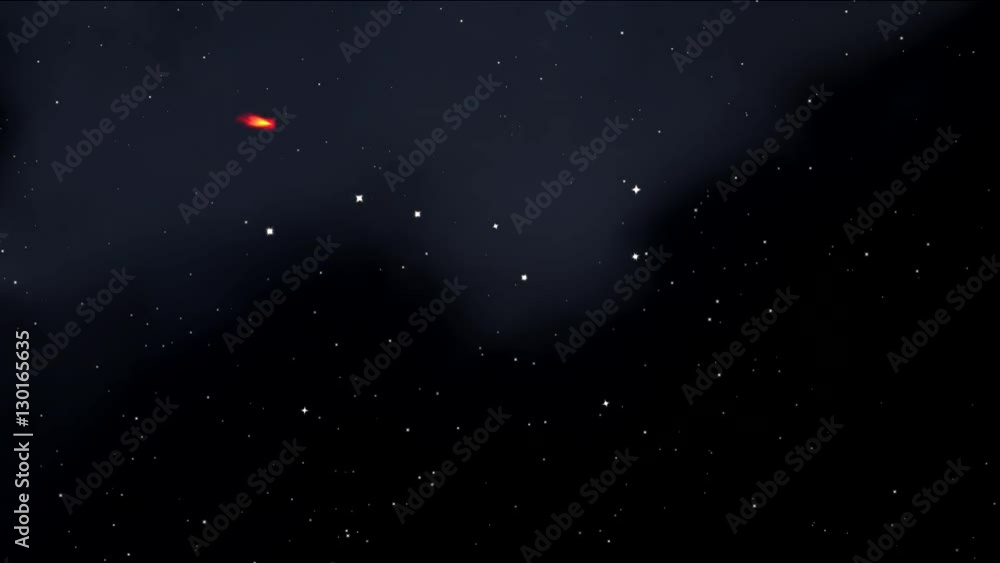 Comet against the background of the Big Dipper. Big Dipper or Great Bear or Ursa Major and comet Comet against the background of the Big Dipper. Big Dipper or Great Bear or Ursa Major and comet