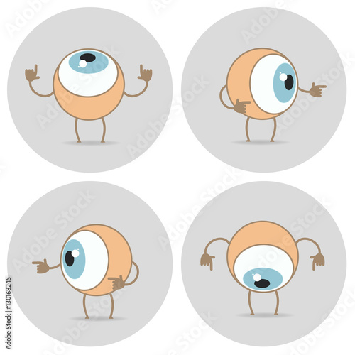 Eyes cartoon icon. The eye looks up, down, left, right, around