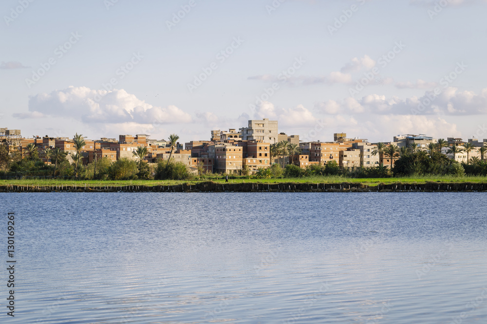 Coastline of the Nile river,Damietta,Egypt..