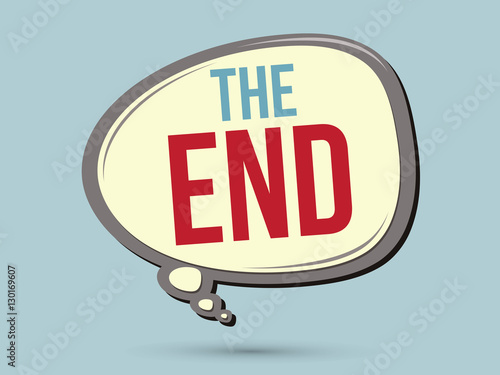 The end text in balloons graphic vector.