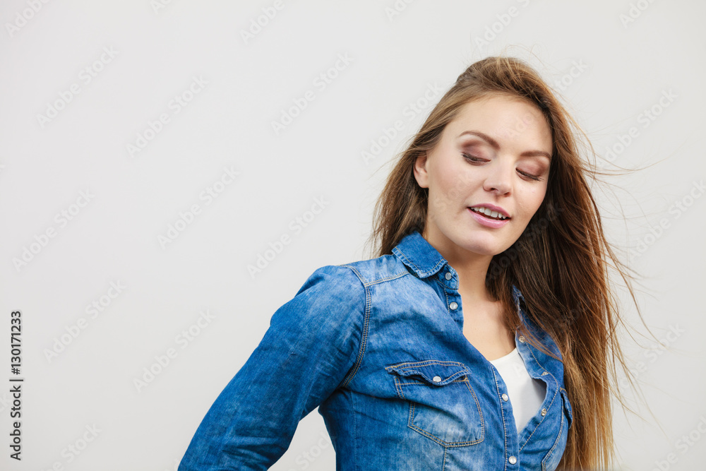 Fashionable woman with blowing hair Fashionable woman with blowing hair