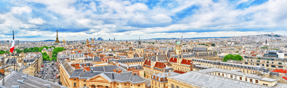 Beautiful panoramic view of Paris from the roof of the Pantheon.