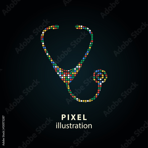 Stethoscope - pixel illustration.