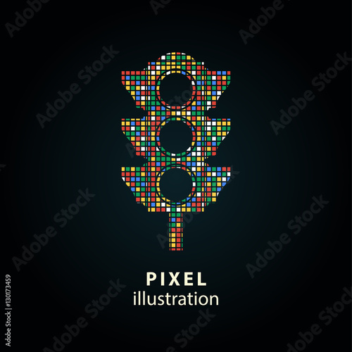 Traffic light - pixel illustration.