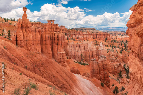 Scenic view of stunning red sandstone hoodoos in Bryce Canyon National Park, Utah, USA