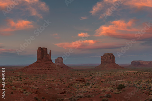 Beautiful clouds at Monument Valley after sunset  Utah  USA