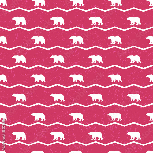 Crimson background with white bears. Vector texture for web pages, wallpaper, tablecloth, packaging, wrapping paper, textile, background for invitation card or holiday decor.