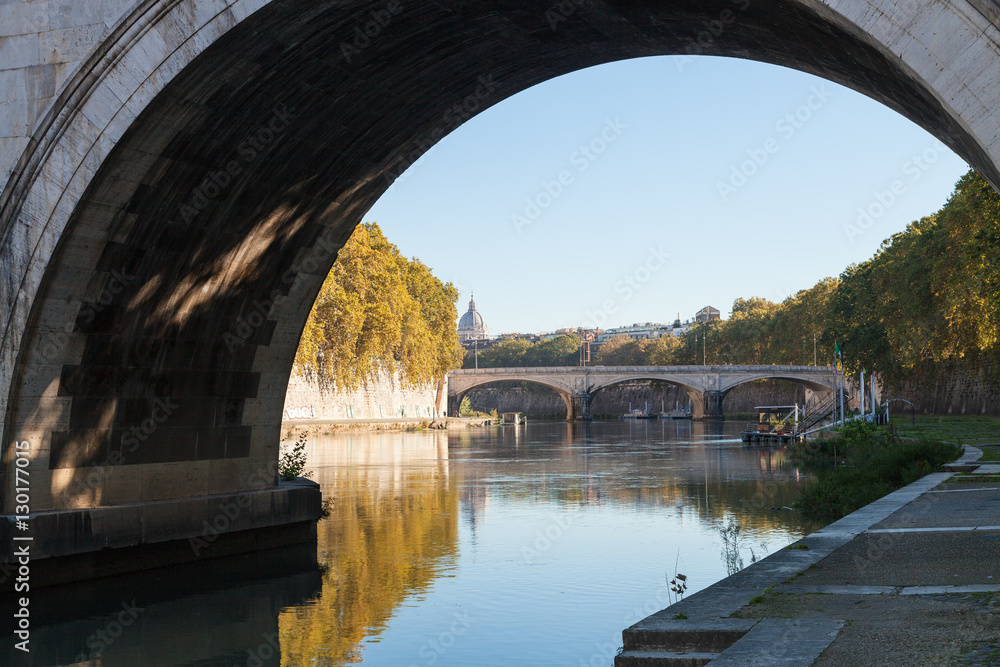 view of Tiber River and bridge Ponte Umberto I