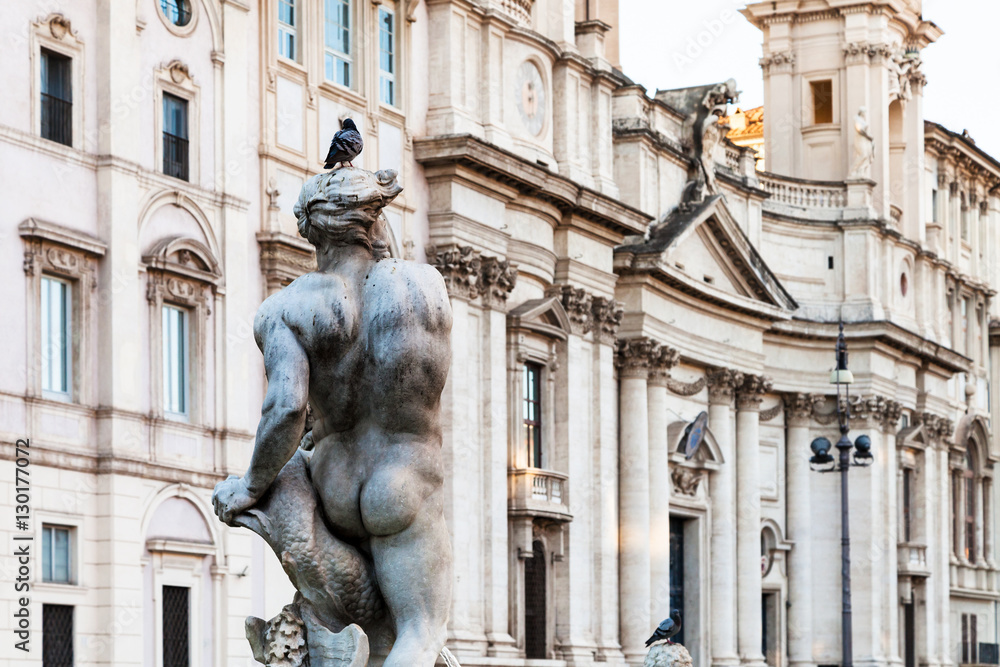figure of Fontana del Moro on Piazza Navona, Rome figure of Fontana del Moro on Piazza Navona, Rome