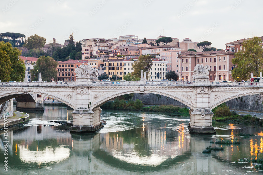 bridge Ponte Vittorio Emanuele II in evening