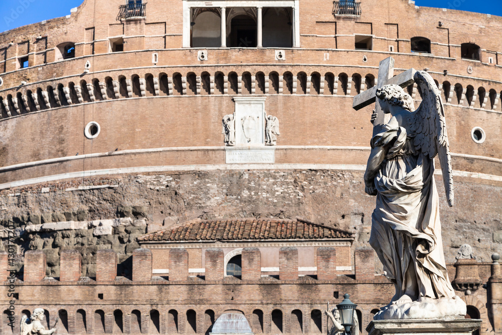 Angel statue on bridge Ponte Sant Angelo in Rome