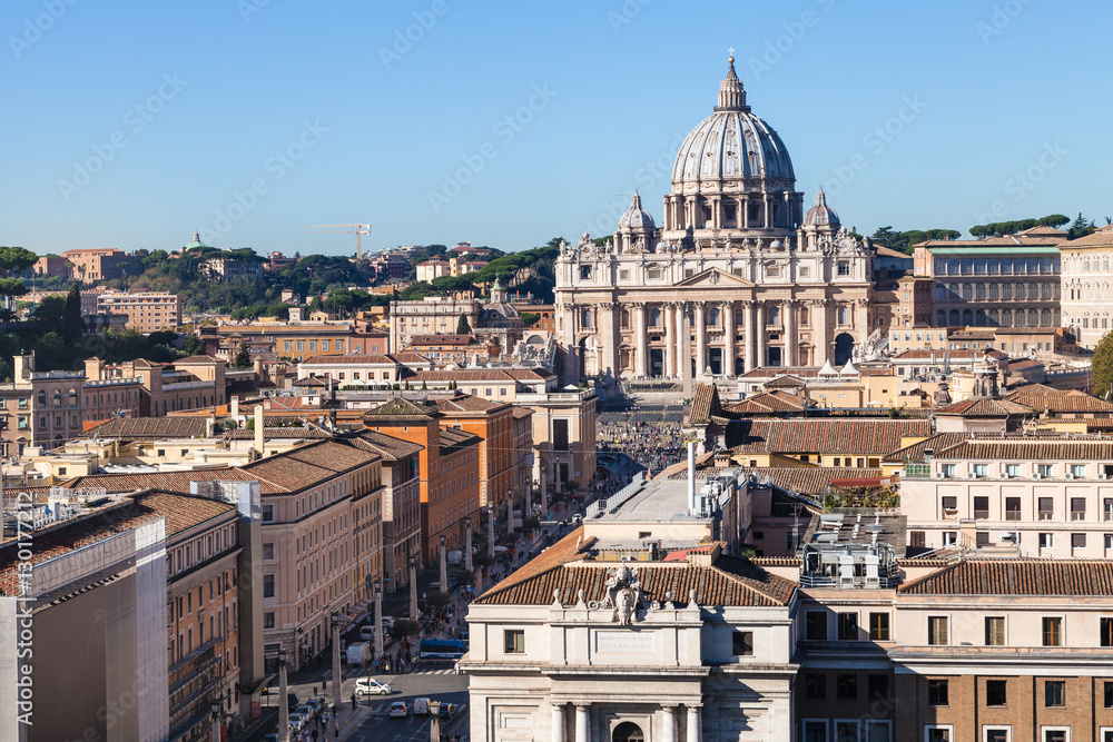 St Peter's Basilica and street via Conciliazione