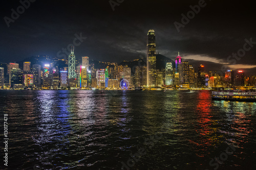 Hong Kong at night. View from Kowloon
