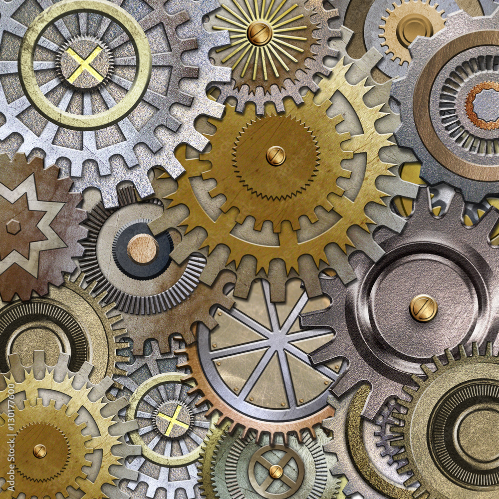 3D metallic gears background 3D metallic gears background