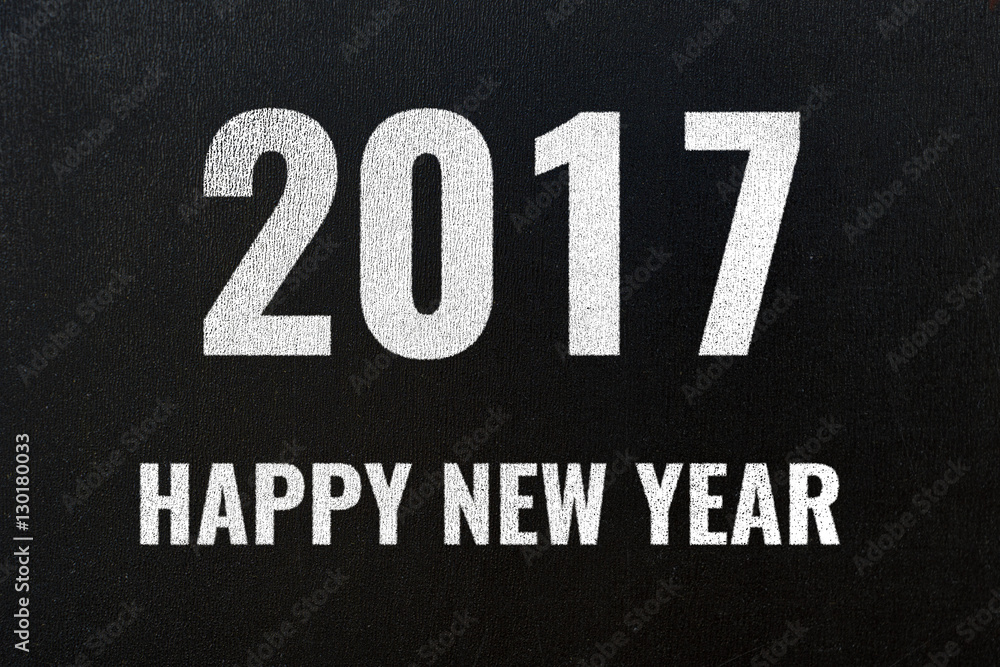 Fototapeta premium 2017 Happy New Year on black board, white color