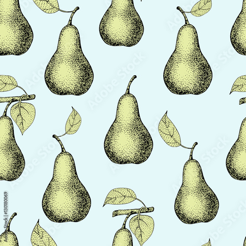 Vector seamless pattern with pears