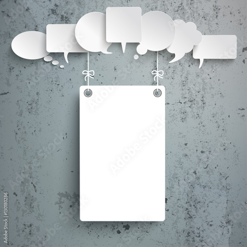 White Speech Bubbles White Baord Concrete