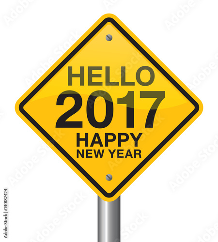 Happy New Year 2017 road sign
