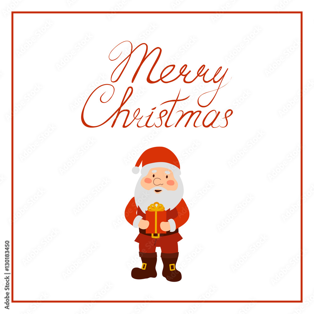 Merry Christmas greeting card with Santa Claus. Vector illustration. Merry Christmas greeting card with Santa Claus. Vector illustration.