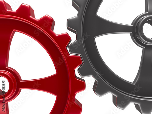 Two gears on white backgrou...