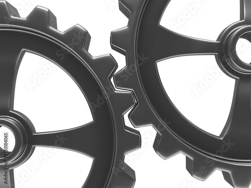 Two gears on white backgrou...