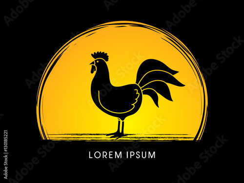 Chicken designed on sunlight background graphic vector