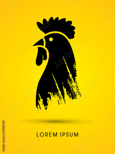 Head Chicken designed using grunge brush graphic vector