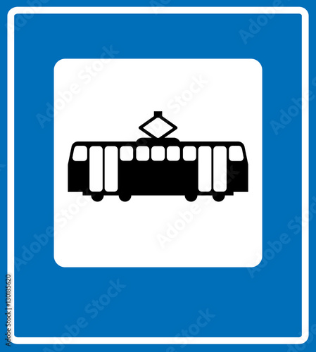 Tram icon. Tram Vector isolated on white background. Flat vector illustration in black.