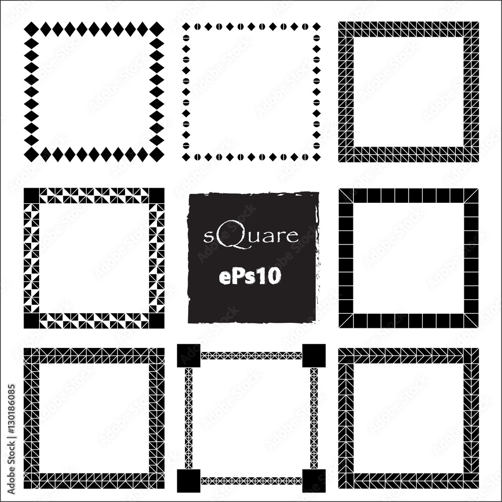 Set of empty scribble square frame, vector design elements, 9 square frame. Set of empty scribble square frame, vector design elements, 9 square frame.