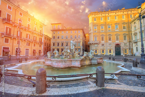 The Fontana del Nettuno (Fountain of Neptune) in Navona square. Rome. Italy.