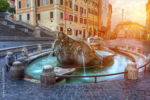 Fountain of the Old Boat, Fontana della Barcaccia. Rome. Italy. photo