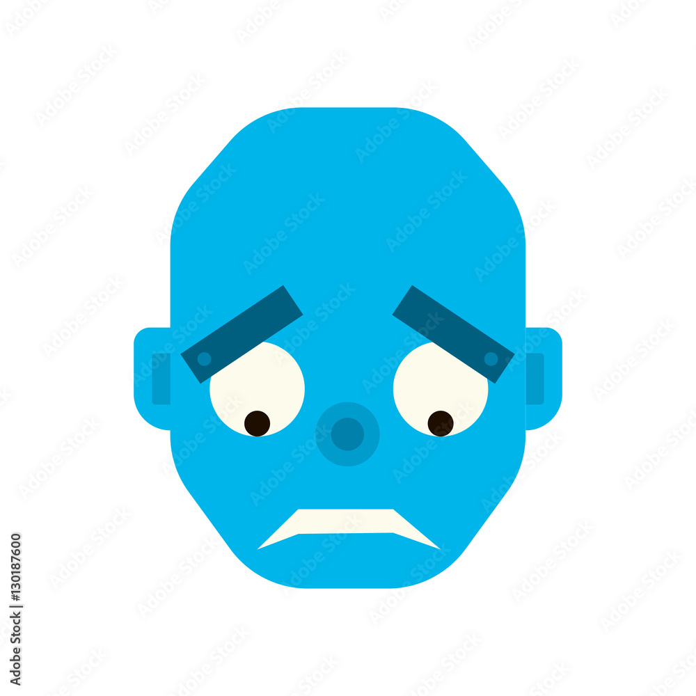 Emotional melancholy robot head in cartoon style. robot sad Emotional melancholy robot head in cartoon style. robot sad